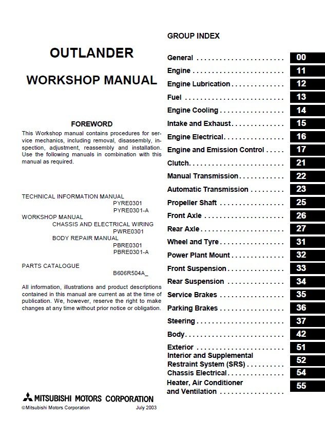 2006 mitsubishi outlander owners manual pdf