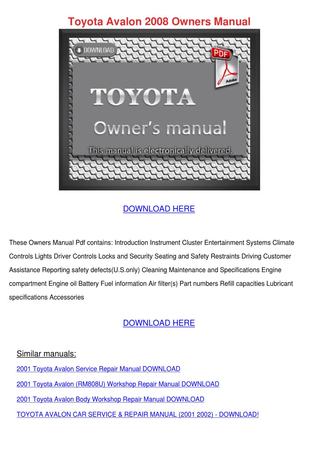 2003 toyota avalon repair manual pdf