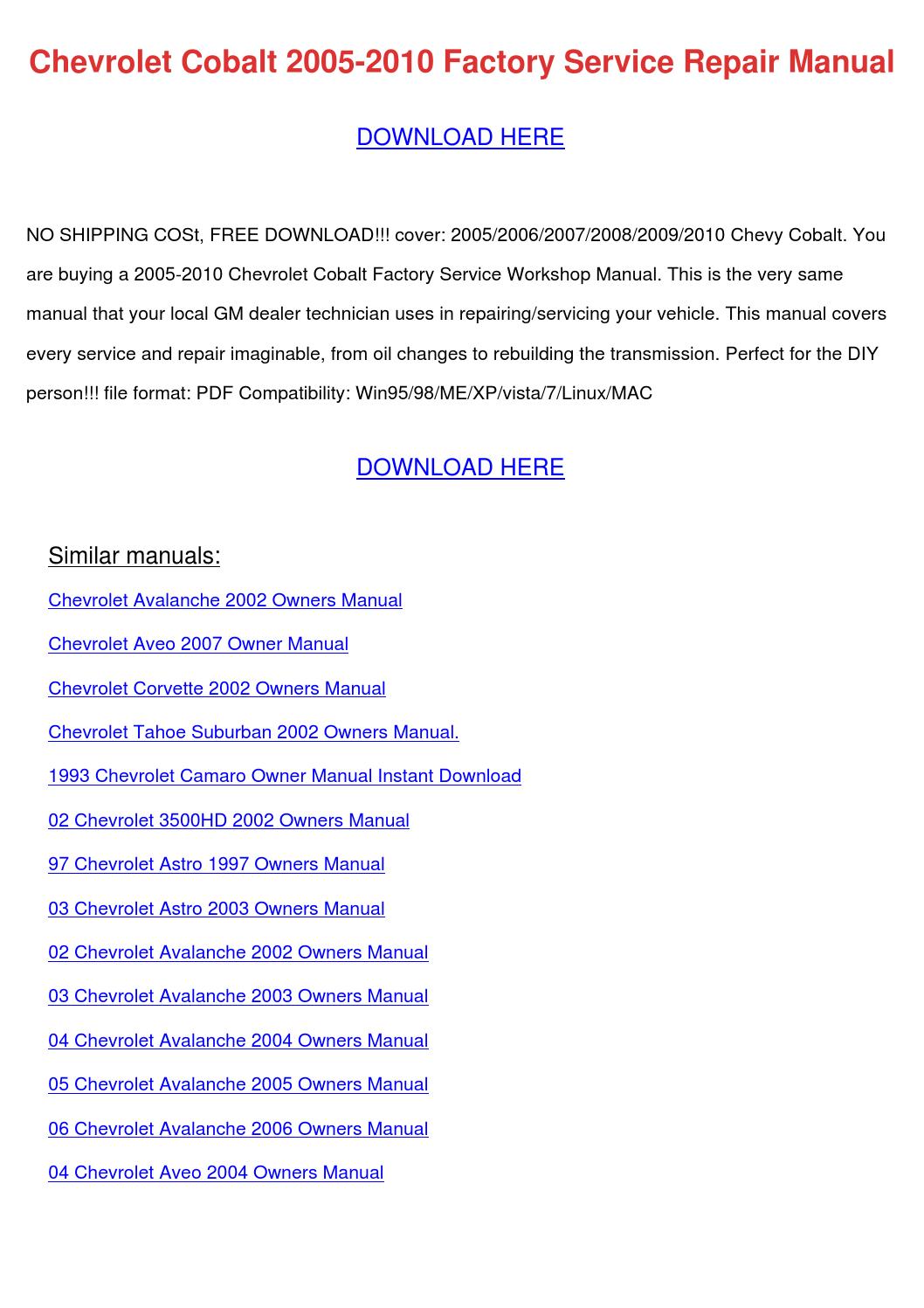 2005 chevy cobalt repair manual pdf