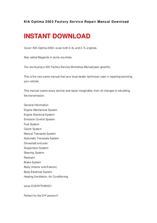 2007 kia optima repair manual pdf