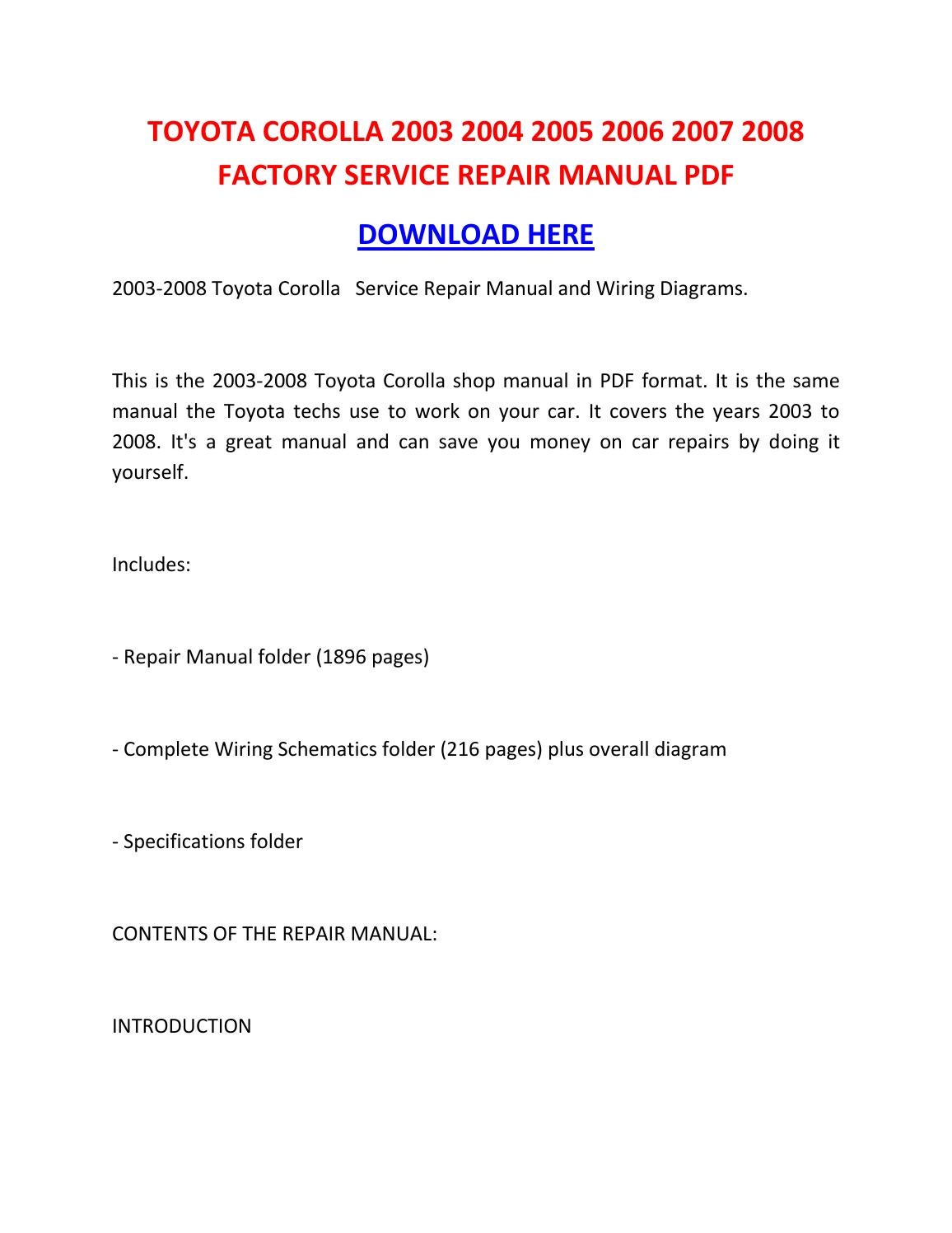 2004 toyota corolla repair manual pdf
