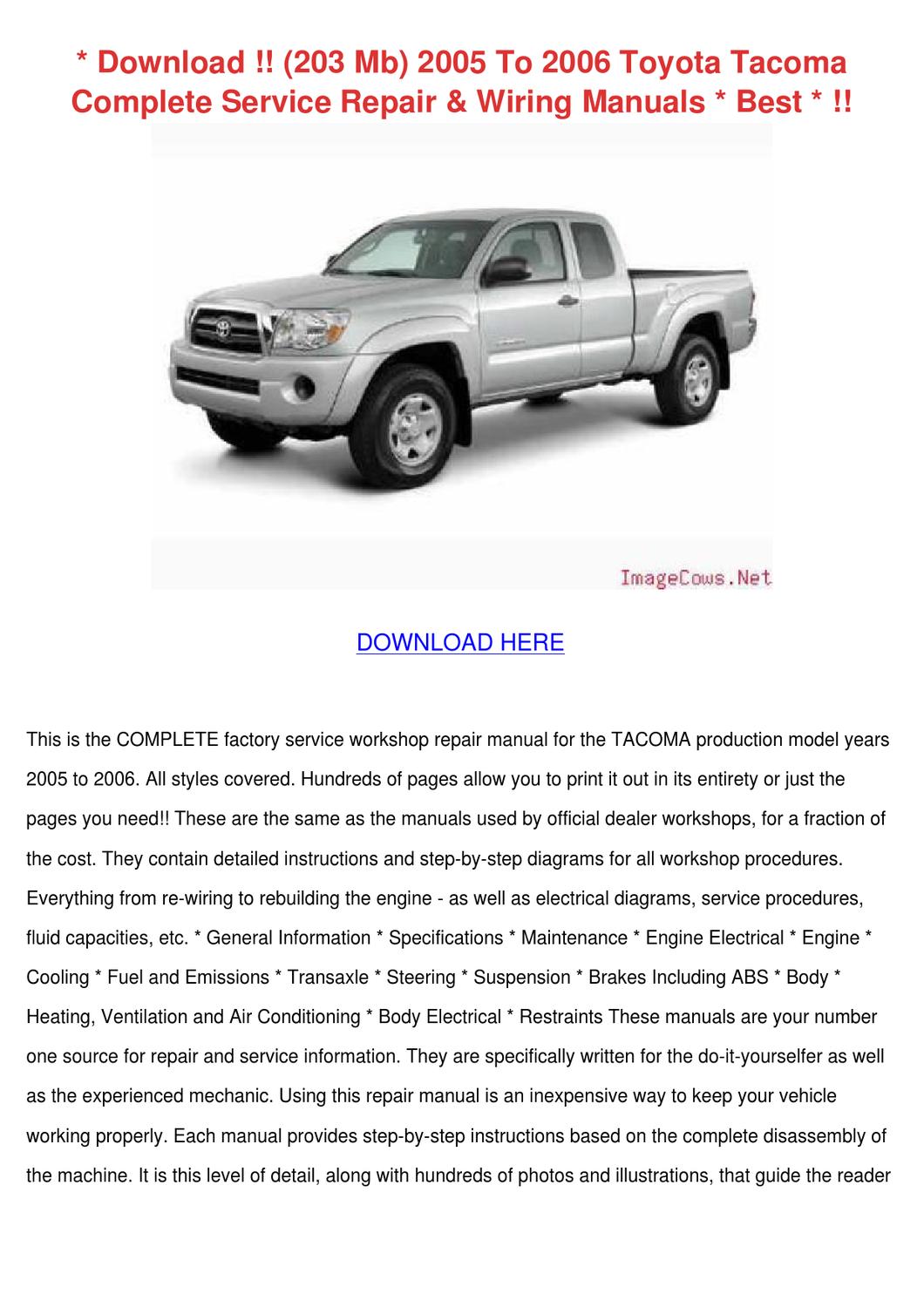 2006 toyota tacoma repair manual pdf